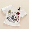 Camiseta de Manga Corta de Hello Kitty a la Moda para Niñas, Estilo Corto, Top Versátil para Niños, Algodón Puro, Versión Ligera de Verano