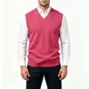 Colete de Tricô Masculino Gola V Outono/Inverno 2026 Casual de Negócios Sem Mangas Suéter Pulôver Colete com Costela Cruzado