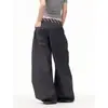Pantalones Casuales de Gama Alta con Pierna Curva para Mujer, Diseño Único, Versátiles, Pantalones de Pierna Ancha Fluidos de Largo Hasta el Suelo, Estilo Ins