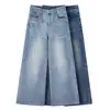 Calça jeans larga simples emagrecedora de outono nova para mulheres plus size, calça longa casual de corte reto 0817