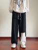 Pantalones casuales con agujeros y costuras para hombre, estilo americano, de calle, de pierna ancha, sueltos y rectos, de otoño, de marca de moda, de talla grande, Crock