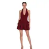 Amazon Ins Vestido de Tirantes Sin Mangas Transfronterizo Europeo y Americano Vestido de Jacquard con Cuello en V y Lazo de Jacquard Vestido de Gala
