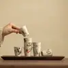 Juego de tazas de té de gres vintage con flores y pájaros, juego de té de cerámica, taza de maestro, taza de degustación de té, taza de invitado, traje de regalo compañero festivo