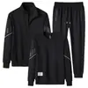 Conjunto de Ocio Deportivo para Hombre Primavera y Otoño Jóvenes y de Mediana Edad Chaqueta Cardigan de Manga Larga con Cuello Vertical Suéter de Cuello Redondo Conjunto de Tres Piezas Moderno