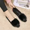 Zapatos de Estilo Europeo Versátiles de Piel Genuina y Piel de Visón para Mujer, Calzado de Invierno para Exteriores, Zapatos Cómodos con Suela Gruesa de Peluche y Tacón Bajo
