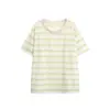 Yidao Vintage 2026 Verano Nuevo Estilo Japonés Color Sólido Bloque de Color Rayas Cuello Redondo Holgada Casual Versátil Unisex Manga Corta Camiseta