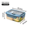 Fiambrera de Plástico con Compartimentos, Fiambrera Rectangular Portátil para Estudiantes, Grado Alimenticio, Apta para Microondas, Fiambrera Estilo Japonés