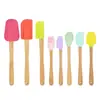 Mango de Madera Plano Set de Herramientas de Silicona para Hornear Mini Horneado de 8 Piezas Raspador Brocha de Aceite Espátula Cuchara Raspador Pequeño