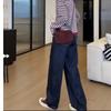 Pantalones vaqueros rectos holgados para mujer, primavera otoño e invierno 2025, nuevos, de cintura alta, adelgazantes, de pierna ancha y pequeña.