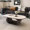 Mesa de Centro Minimalista Italiana Nova em Laje de Rocha Sala de Estar Casa Simples Moderna Combinação de Alto Padrão Luxo Leve Mesa de Chá Oval