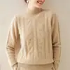 Nuevo Suéter de Punto de Cachemira de Color Sólido para Mujer, Cuello Alto, Tejido Grueso con Trenzas Grandes, Camisa Base Engrosada, Otoño e Invierno