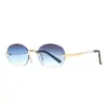 Nuevas Gafas de Sol Personalizadas Pequeñas con Montura de Rombo Borde Cortado Sin Montura de Alta Gama para Transmisión en Vivo de Douyin Gafas de Sol Protectoras Solares Transfronterizas