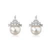 Pendientes de Perla Blanca Australiana Iguales a los de la Princesa Diana para Mujer Plata de Ley 925 Diamante Reina de Hielo y Nieve Pendientes de Gama Alta Pendientes