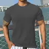 Camiseta de Manga Corta para Hombre con Cuello Redondo de Verano, Camiseta Básica de Nuevo Estilo para Hombre, Top de Canalé, Tendencia de Verano y Versátil, Absorbe la Humedad y el Sudor