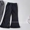 Oferta Especial - Sin Devoluciones ni CambiosPantalones Acampanados Vintage Desgastados Estilo Coreano para Niñas con Bordes Fruncidos