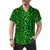 Camisa Masculina Transfronteiriça Havaiana Sexy Estampa de Leopardo Vermelho Roupas Masculinas Casual Retro Verão Praia Estilo de Rua