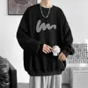 Estilo Coreano Holgado Creativo Estampado Cuello Redondo Sudadera Casual Tendencia Estilo Hong Kong Sudadera Forrada de Felpa Versátil Otoño e Invierno Nuevo