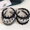 Diadema de Tela de Lunares y Rayas de Alta Calidad con Dientes, Estilo Retro Perezoso, Versátil, Antideslizante, Diadema de Corona Alta