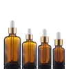 Nuevo frasco gotero marrón de 10 ml, frasco de esencia de 20 ml y 30 ml, frasco de esencia plana rosa de 50 ml