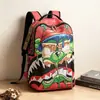 ColeçãoMochilas de Marca Tendência, Mochila Transfronteiriça Dente de Tubarão, Bolsa de Ombro Casual de Rua Estilo Hip-hop Graffiti, Bolsa de Mão