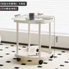 Mesa de Centro Dupla Camada Mini Móvel para Uso Lateral de Sofá, Mesa Pequena Minimalista, Prateleira Pequena de Armazenamento de Cabeceira para Quarto e Varanda