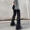 Pantalones casuales plisados estilo High Street Vibe Diseño de marca moderno Sentido Cordón Apilamiento Personalidad Adelgazantes Microacampanados Modernos