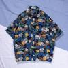 Verão Masculino Estampado plus size Camisa de manga curta Praia Quick-drying Camisa solta Havaí Praia Férias Suíte de Viagem