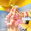 Pulseira de contas Chaveiro de urso colorido de cristal feminino fofo moda requintada boneca de resina pingente de corrente de celular