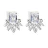 Pendientes RAKOL de esmeralda cuadrada para mujer, elegantes pendientes de red rojos, nuevos y modernos pendientes sencillos retro de plata de ley.