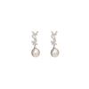 Pendientes de Perla con Letra VSL Completamente Incrustados de Diamantes Estilo Lujo Ligero Pequeño Aroma Estilo Celebridad Diseño de Nicho Pendientes de Celebridad de Internet