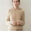 Suéter de cashmere de luxo com capuz 100% puro para mulheres, moletom de malha macio e amigo da pele estilo top de cashmere, quente
