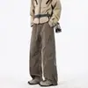 Calça Anoraque Funcional Estilo Americano para Homens, Calça Cargo Casual Plissada Longa para Primavera e Outono, Jovens