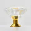 Manija de cristal transparente dorada de un solo agujero de acrílico transfronteriza manija de gabinete de lujo ligero manija de puerta de gabinete de baño manija de cajón tapa de olla