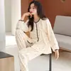 Pijama para Mujer para Primavera y Otoño, de Manga Larga, Algodón Puro, Tallas Grandes, Ropa de Casa, Nuevo Modelo 2026, Se Puede Usar Afuera, Dulce Conjunto de Otoño e Invierno