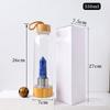Taza de Energía de Cristal Donghai Cristal Natural Pilar de Seis Puntas de Punta Única Cubierta de Bambú Vaso Botella Deportiva de Agua de Vidrio con Laca Taza de Té
