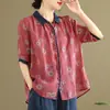 Traje casual de verano de algodón y lino de manga corta para madre de mediana edad, nuevo estilo de verano para mujer, traje de dos piezas de lino de talla grande para mujer