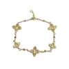 Moda de Lujo Ligero Japonesa y Coreana Metal Hueco de Gama Alta Pulsera de Flor de Cuatro Hojas Personalidad Simple Versátil Joyería para el Día a Día Venta al por Mayor