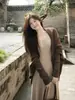 Traje de saia longa cor Maillard feminino novo estilo início do outono estilo coreano atmosfera preguiçosa sensação relaxada vestido de tricô um conjunto completo