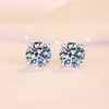 Aretes de Tachuela de Cuatro Garras, Pendientes de Plata S925 de Venta Caliente Transfronteriza, Estilo Clásico Simple y de Moda, Versátiles Pendientes de Moissanita Chapados en Oro de 18 Quilates