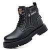 Botas Martin Masculinas Outono e Inverno Novas com forro de lã Quentes Cano alto Casual Fundo grosso Ferramentas Moda All-match Botas de algodão para homens
