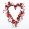 Corona de Rama de Bayas Rojas en Forma de Corazón de Fábrica Original para Decoración de Ventana de Boda, Colgante de Pared, Colgante de Puerta de Bayas para el Día de San Valentín
