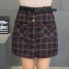 Faldas de Otoño e Invierno 2024 Nueva Falda Midi de Lana a Cuadros Ajustada con Bolsillos Rectos Falda Corta Versátil para Mujeres y Estudiantes