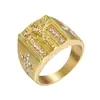 Anillo Cruz de Joyería Europea y Americana Wish Anillo de Diamantes Chapado en Oro de 18K Anillo para Hombre Hip Hop Anillo Anillo