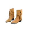Botas Curtas de Salto Alto Bico Fino para Mulheres, Novo Estilo Outono e Inverno 2026, Salto Grosso, Versátil, Botas de Moda Retrô, Botas Martin