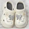 EVA Novos Sapatos Femininos com Buracos de Flor Borboleta Prata 8CM Aumentados, Sola Grossa Antiderrapante, Sandálias para Uso Externo no Verão