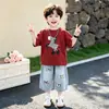 Conjunto para Niños 2026 Verano Nuevo Ropa de Verano para Niños Pantalones de Mezclilla Delgados de Manga Corta Ropa Elegante para Bebés Niños