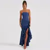 Roupas de Verão Femininas Transfronteiriças Europeias e Americanas Elegante Sem Alças Fenda Moda Slim Costas Nuas Atacado Vestido Bodycon Vestido Longo