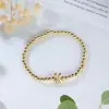 Pulseira de Contas Redondas com 26 Letras Europeia e Americana Simples, Moderna para o Dia a Dia, Pulseira Empilhável Popular, Presente de Aniversário e Feriado