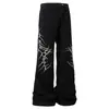 Jeans Reto Largo Versátil Bordado de Espinhos Estilo Americano Streetwear Masculino Calças Casuais Tendência Masculina