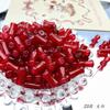 Cuentas de vidrio con grietas de hielo rojas para Año Nuevo, cuentas de bambú hechas a mano, collares, pulseras y accesorios de joyería.